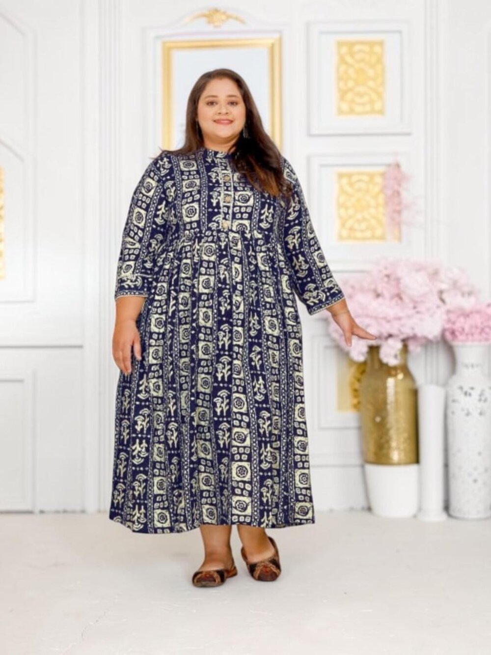 Traditional Plus Size Rayon Long Kurti, Cultural Wear for Women
